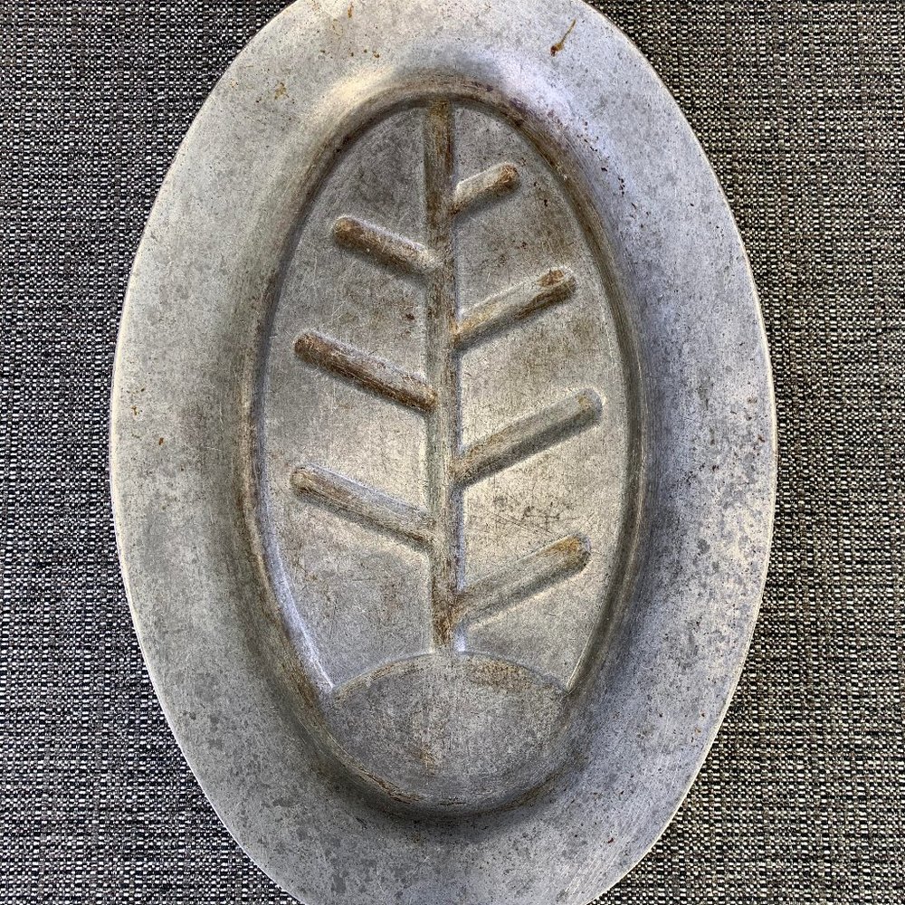 Vintage Decorative Aluminum Platter Serving Tray - rustic patina metal decor